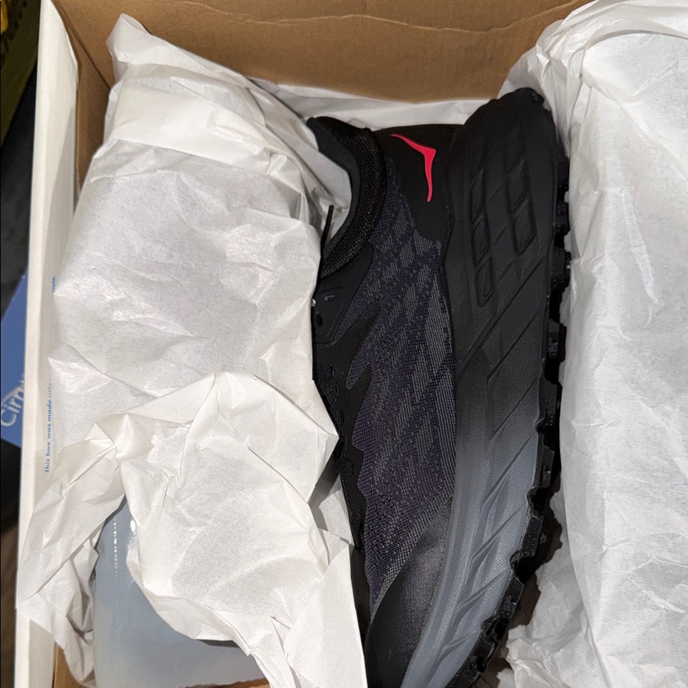 Hoka Black with Pink Accent Trail Running Shoe